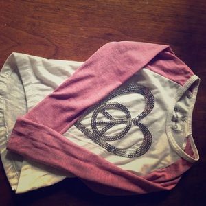 Baseball tee for toddler girl with pink sleeves